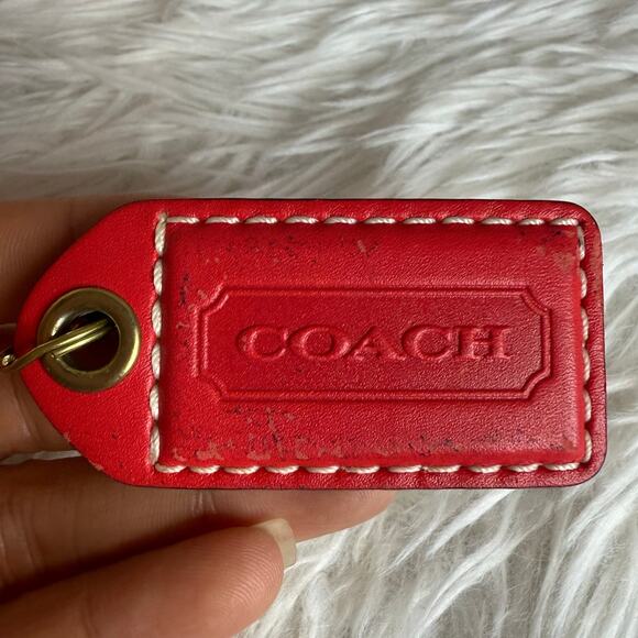 2.5" COACH Red Fob Bag Charm Hang tag Hangtag - Picture 1 of 2